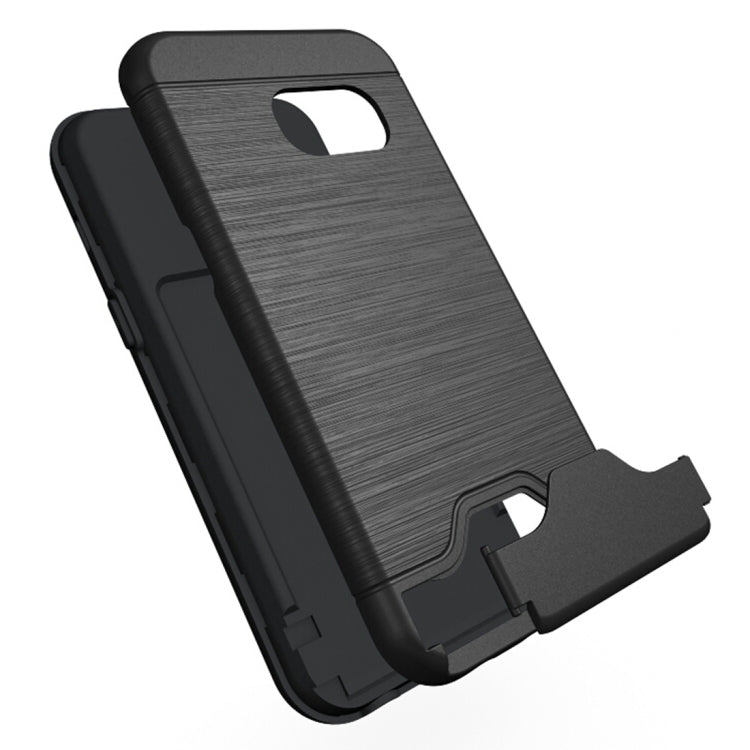 For Galaxy A3 (2017) / A320 Brushed Texture Separable PC + TPU Protective Combination Back Case with Holder & Card Slot
