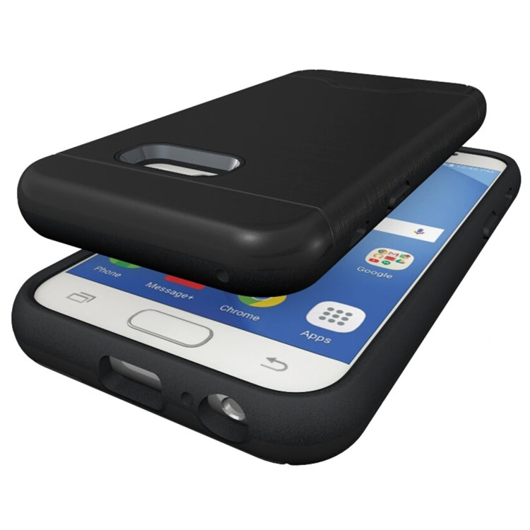 For Galaxy A3 (2017) / A320 Brushed Texture Separable PC + TPU Protective Combination Back Case with Holder & Card Slot