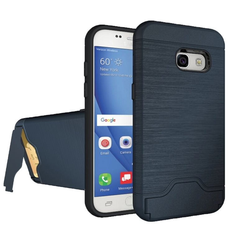 For Galaxy A3 (2017) / A320 Brushed Texture Separable PC + TPU Protective Combination Back Case with Holder & Card Slot