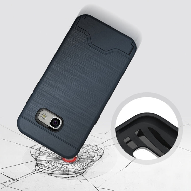 For Galaxy A3 (2017) / A320 Brushed Texture Separable PC + TPU Protective Combination Back Case with Holder & Card Slot