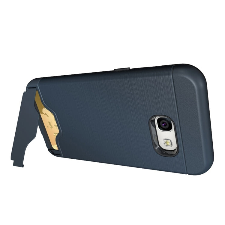 For Galaxy A3 (2017) / A320 Brushed Texture Separable PC + TPU Protective Combination Back Case with Holder & Card Slot
