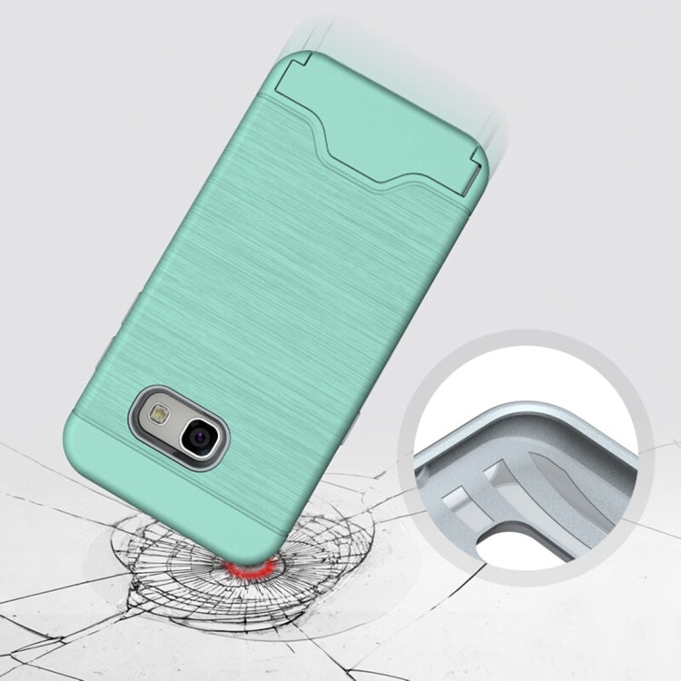 For Galaxy A3 (2017) / A320 Brushed Texture Separable PC + TPU Protective Combination Back Case with Holder & Card Slot