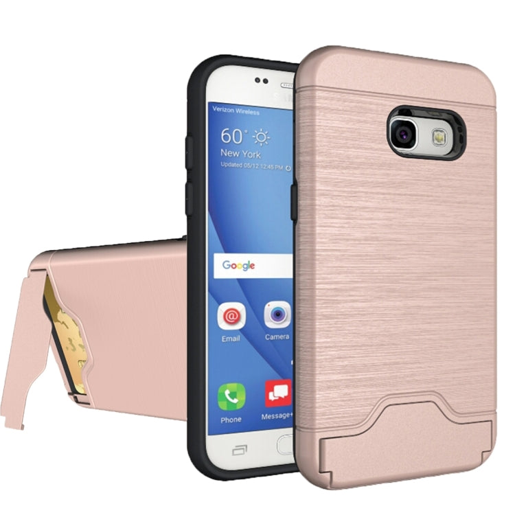 For Galaxy A3 (2017) / A320 Brushed Texture Separable PC + TPU Protective Combination Back Case with Holder & Card Slot