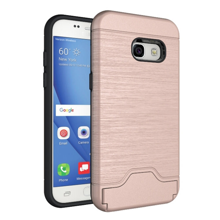 For Galaxy A3 (2017) / A320 Brushed Texture Separable PC + TPU Protective Combination Back Case with Holder & Card Slot