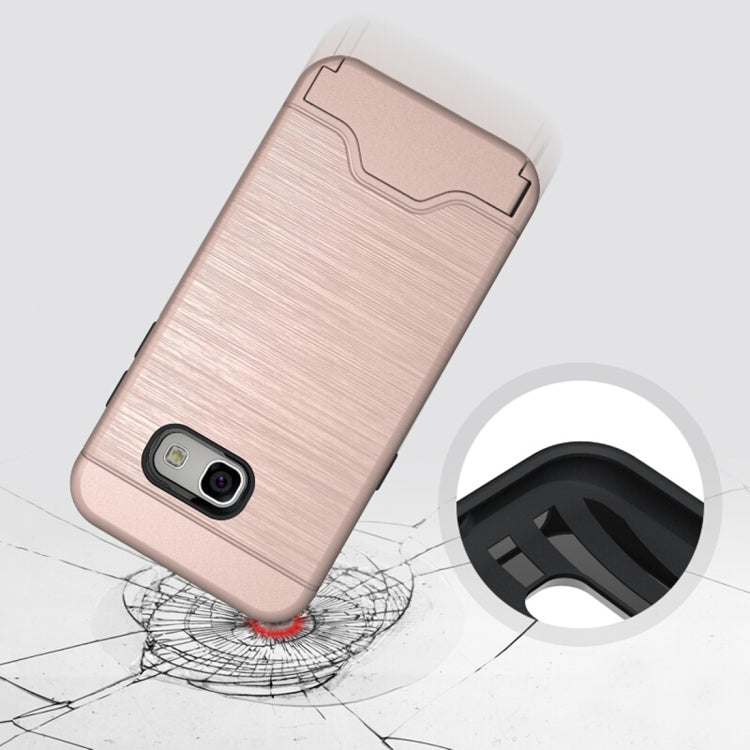 For Galaxy A3 (2017) / A320 Brushed Texture Separable PC + TPU Protective Combination Back Case with Holder & Card Slot