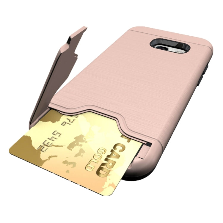 For Galaxy A3 (2017) / A320 Brushed Texture Separable PC + TPU Protective Combination Back Case with Holder & Card Slot