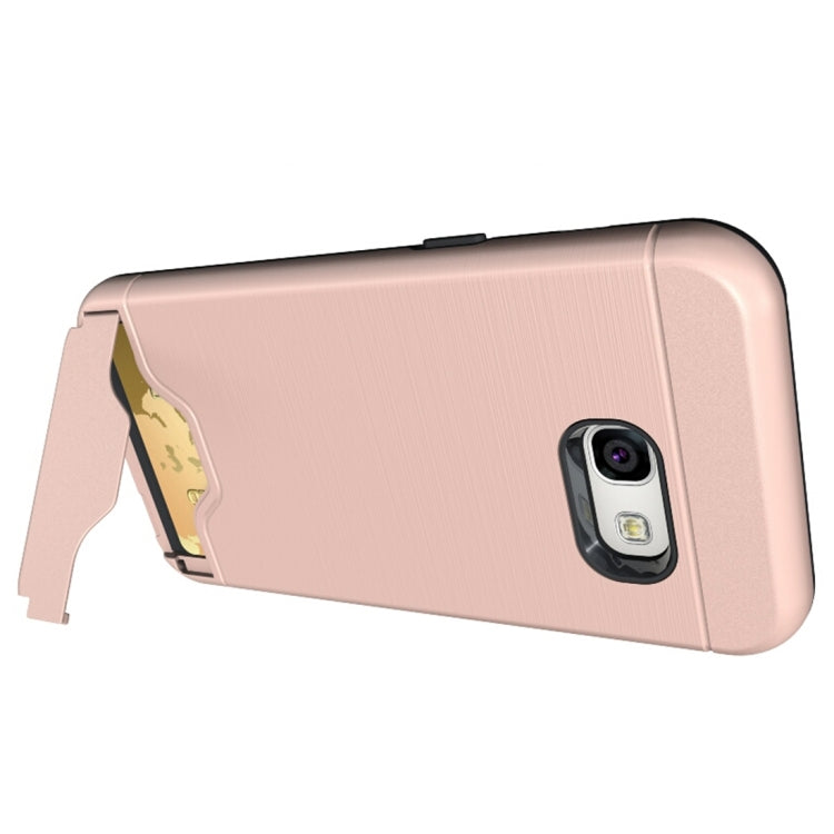 For Galaxy A3 (2017) / A320 Brushed Texture Separable PC + TPU Protective Combination Back Case with Holder & Card Slot