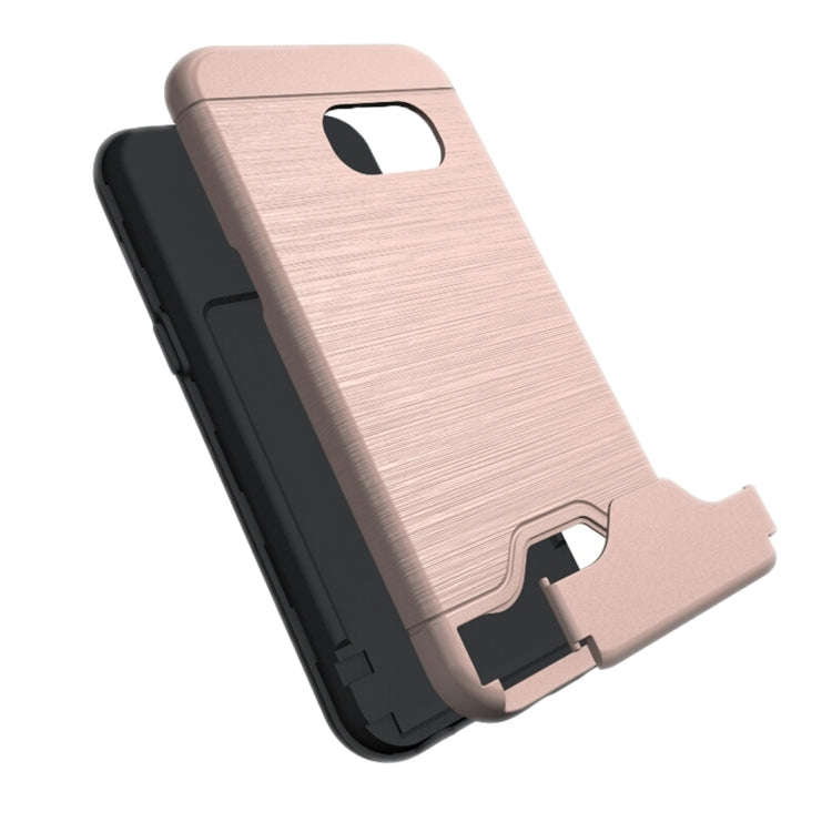 For Galaxy A3 (2017) / A320 Brushed Texture Separable PC + TPU Protective Combination Back Case with Holder & Card Slot