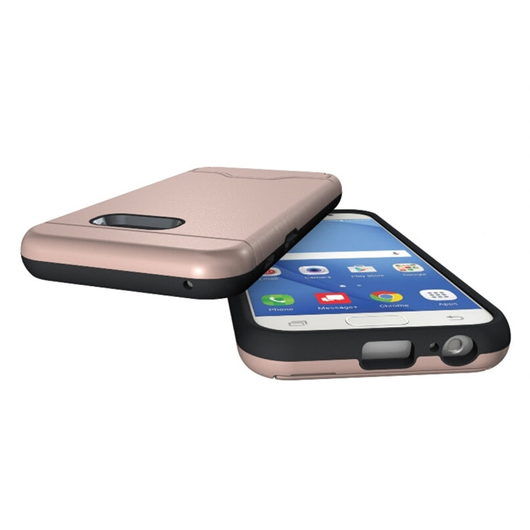 For Galaxy A3 (2017) / A320 Brushed Texture Separable PC + TPU Protective Combination Back Case with Holder & Card Slot