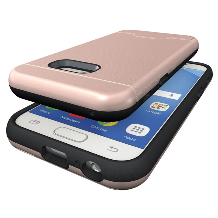For Galaxy A3 (2017) / A320 Brushed Texture Separable PC + TPU Protective Combination Back Case with Holder & Card Slot
