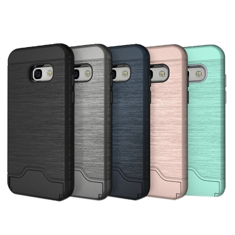 For Galaxy A3 (2017) / A320 Brushed Texture Separable PC + TPU Protective Combination Back Case with Holder & Card Slot