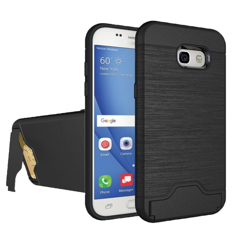 For Galaxy A5 (2017) / A520 Brushed Texture Separable PC + TPU Protective Combination Back Case with Holder & Card Slot