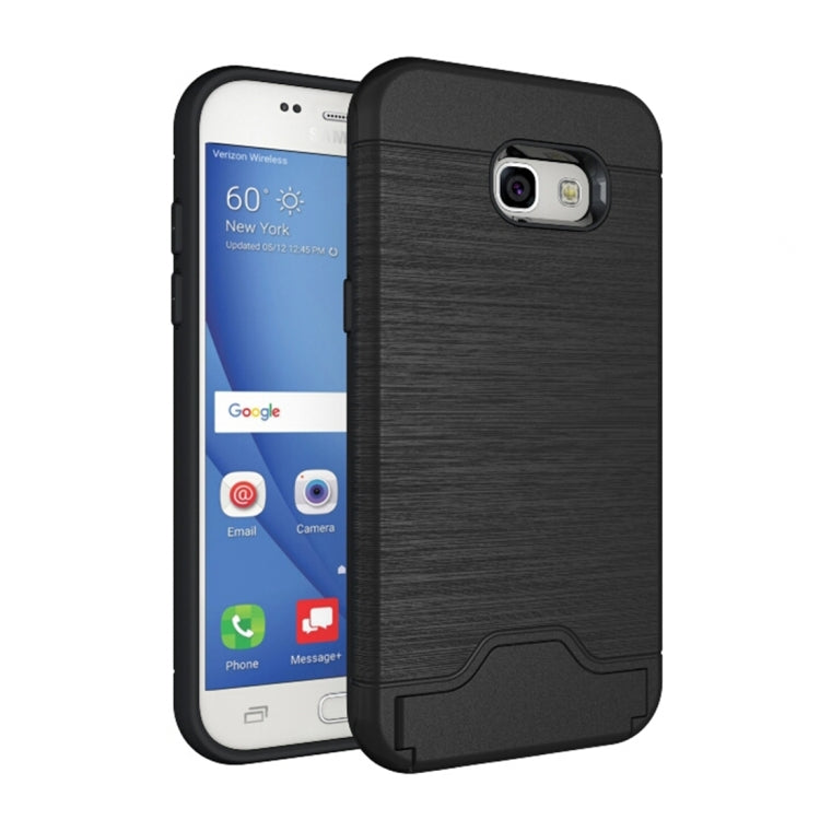 For Galaxy A5 (2017) / A520 Brushed Texture Separable PC + TPU Protective Combination Back Case with Holder & Card Slot
