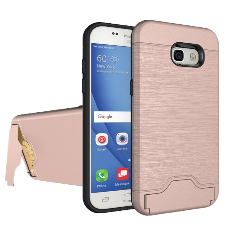 For Galaxy A5 (2017) / A520 Brushed Texture Separable PC + TPU Protective Combination Back Case with Holder & Card Slot