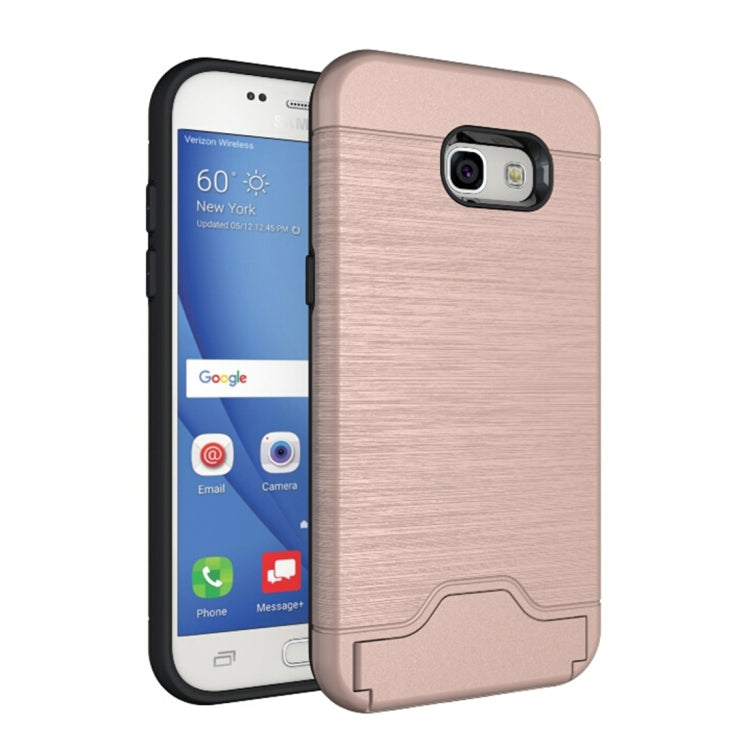 For Galaxy A5 (2017) / A520 Brushed Texture Separable PC + TPU Protective Combination Back Case with Holder & Card Slot