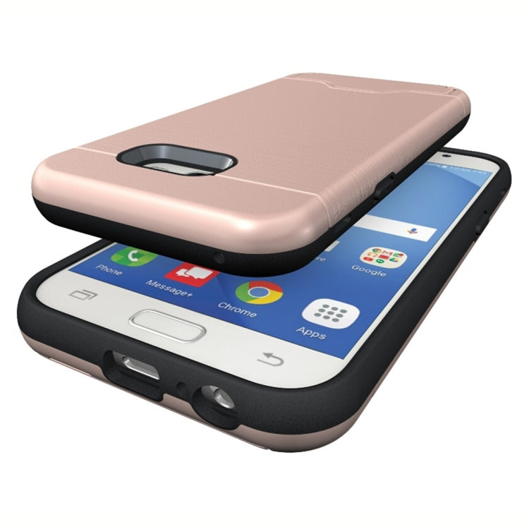 For Galaxy A5 (2017) / A520 Brushed Texture Separable PC + TPU Protective Combination Back Case with Holder & Card Slot