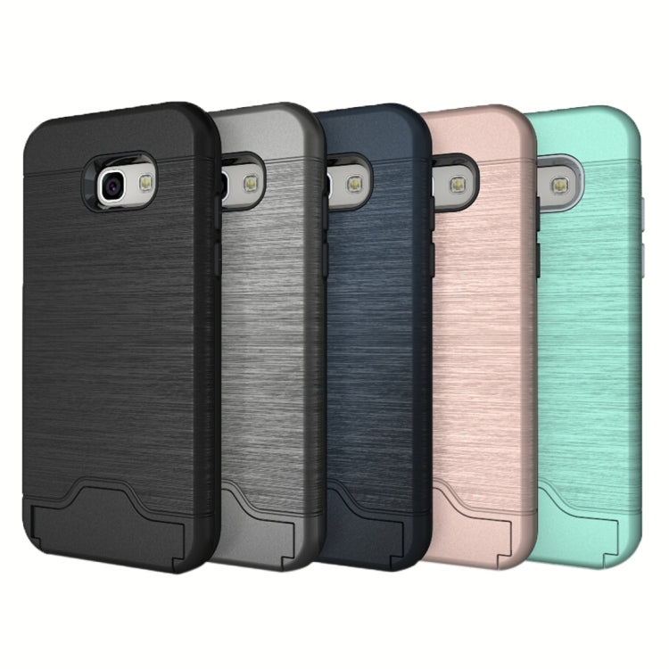 For Galaxy A5 (2017) / A520 Brushed Texture Separable PC + TPU Protective Combination Back Case with Holder & Card Slot