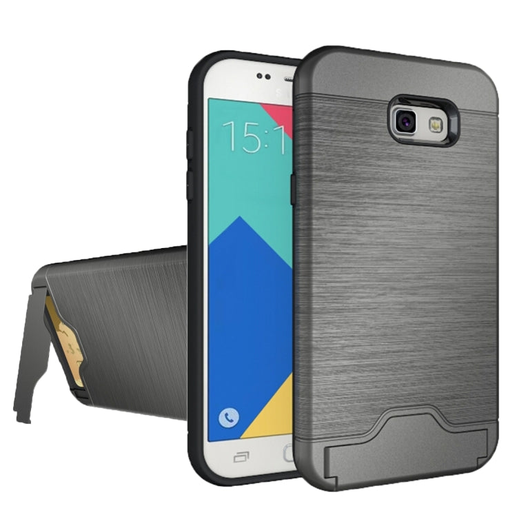 For Galaxy A7 (2017) / A720 Brushed Texture Separable PC + TPU Protective Combination Back Case with Holder & Card Slot