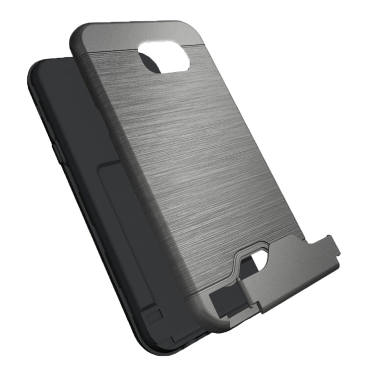 For Galaxy A7 (2017) / A720 Brushed Texture Separable PC + TPU Protective Combination Back Case with Holder & Card Slot