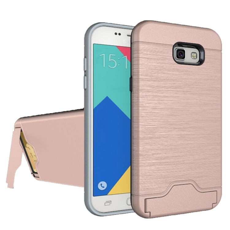 For Galaxy A7 (2017) / A720 Brushed Texture Separable PC + TPU Protective Combination Back Case with Holder & Card Slot