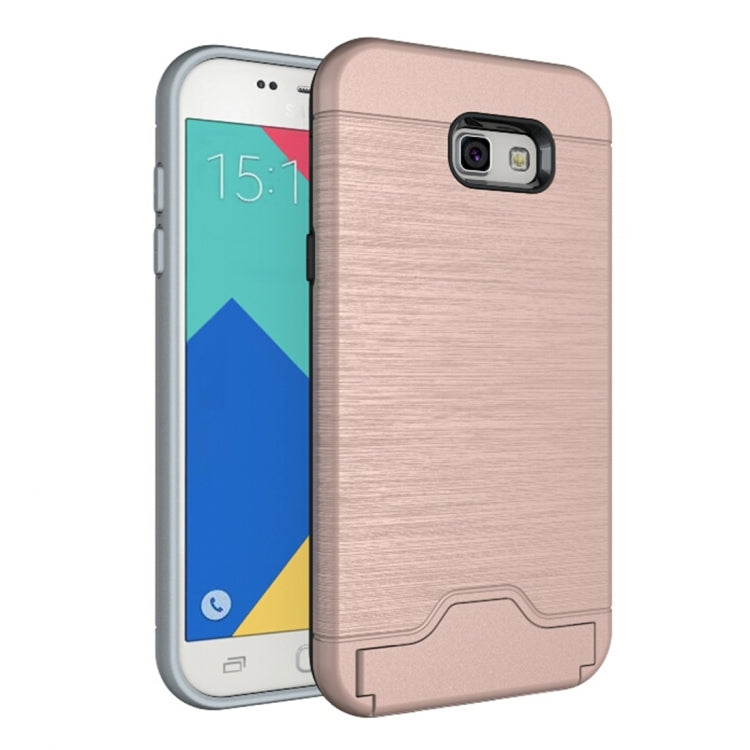 For Galaxy A7 (2017) / A720 Brushed Texture Separable PC + TPU Protective Combination Back Case with Holder & Card Slot