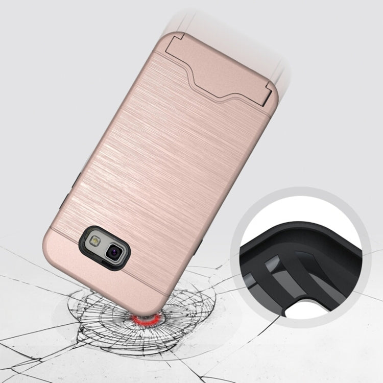 For Galaxy A7 (2017) / A720 Brushed Texture Separable PC + TPU Protective Combination Back Case with Holder & Card Slot