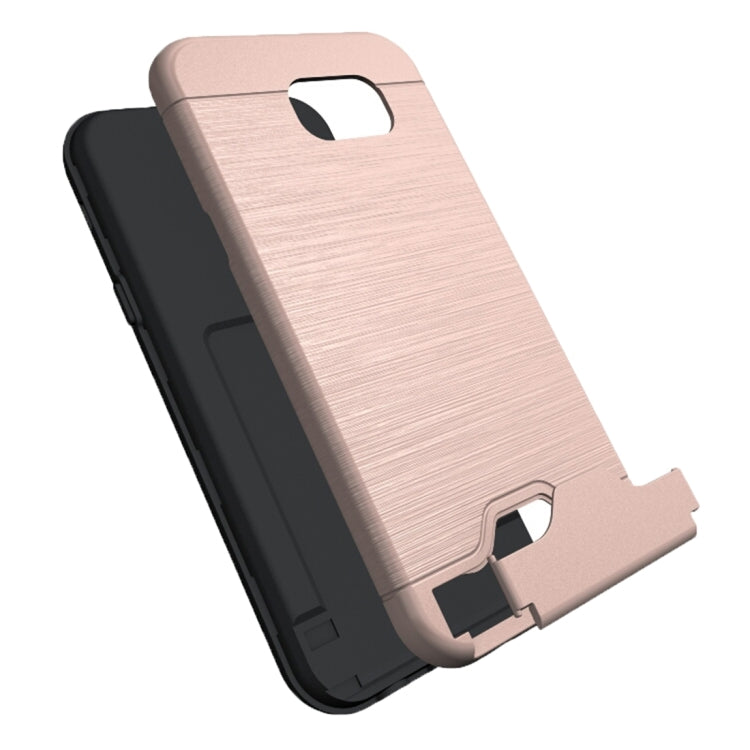 For Galaxy A7 (2017) / A720 Brushed Texture Separable PC + TPU Protective Combination Back Case with Holder & Card Slot