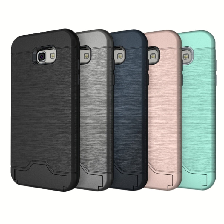 For Galaxy A7 (2017) / A720 Brushed Texture Separable PC + TPU Protective Combination Back Case with Holder & Card Slot