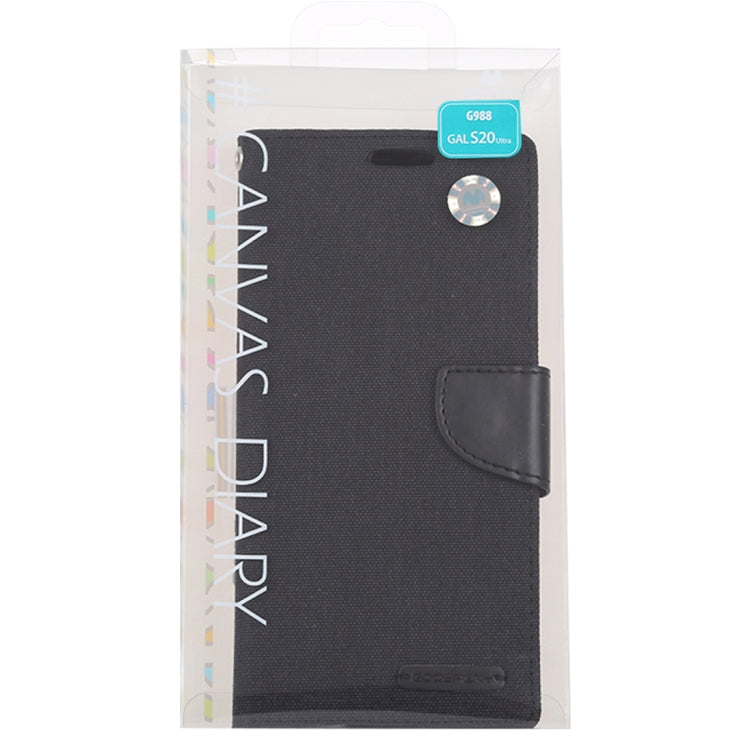 GOOSPERY CANVAS DIARY For Galaxy S20 Ultra Canvas Texture Horizontal Flip PU Leather Case, with Holder & Card Slots & Wallet