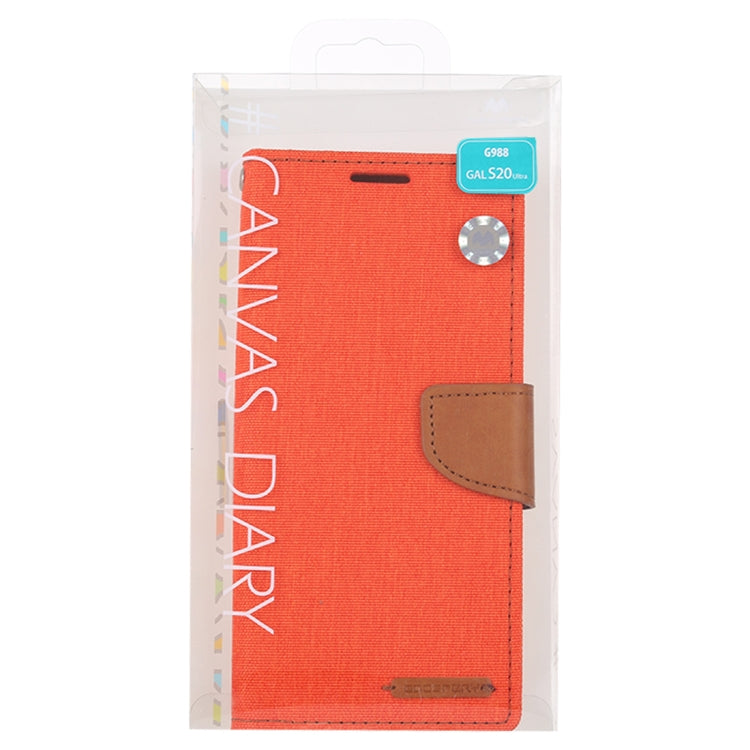 GOOSPERY CANVAS DIARY For Galaxy S20 Ultra Canvas Texture Horizontal Flip PU Leather Case, with Holder & Card Slots & Wallet