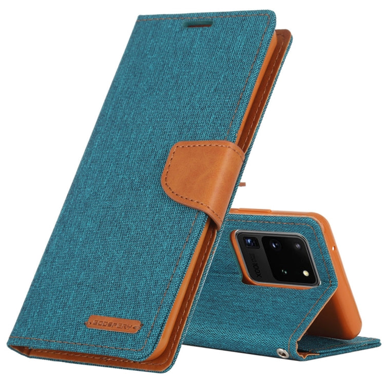 GOOSPERY CANVAS DIARY For Galaxy S20 Ultra Canvas Texture Horizontal Flip PU Leather Case, with Holder & Card Slots & Wallet