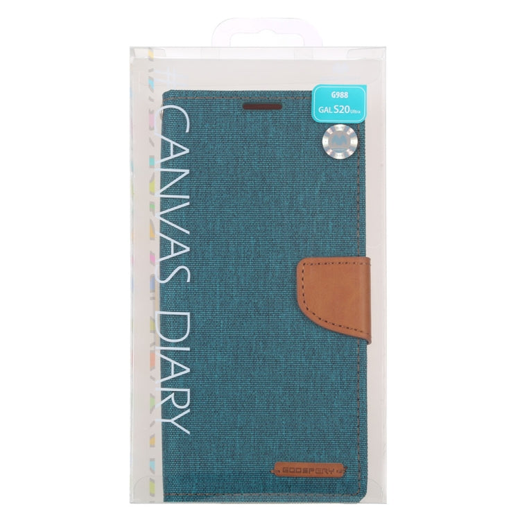 GOOSPERY CANVAS DIARY For Galaxy S20 Ultra Canvas Texture Horizontal Flip PU Leather Case, with Holder & Card Slots & Wallet