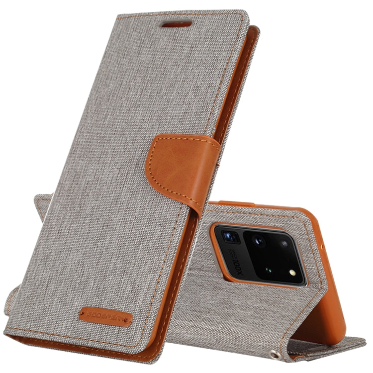 GOOSPERY CANVAS DIARY For Galaxy S20 Ultra Canvas Texture Horizontal Flip PU Leather Case, with Holder & Card Slots & Wallet