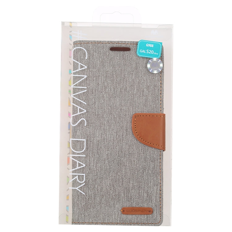 GOOSPERY CANVAS DIARY For Galaxy S20 Ultra Canvas Texture Horizontal Flip PU Leather Case, with Holder & Card Slots & Wallet