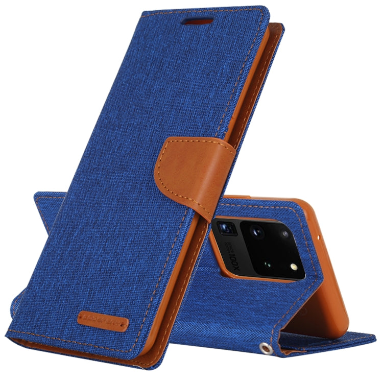 GOOSPERY CANVAS DIARY For Galaxy S20 Ultra Canvas Texture Horizontal Flip PU Leather Case, with Holder & Card Slots & Wallet