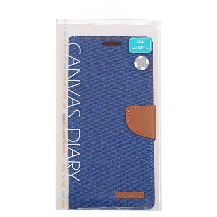 GOOSPERY CANVAS DIARY For Galaxy S20 Ultra Canvas Texture Horizontal Flip PU Leather Case, with Holder & Card Slots & Wallet