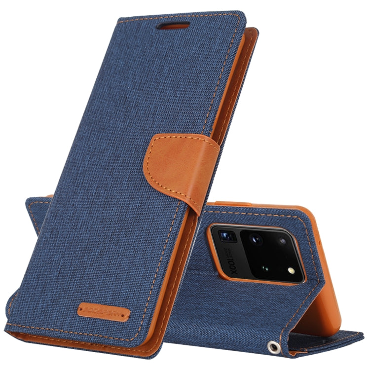 GOOSPERY CANVAS DIARY For Galaxy S20 Ultra Canvas Texture Horizontal Flip PU Leather Case, with Holder & Card Slots & Wallet