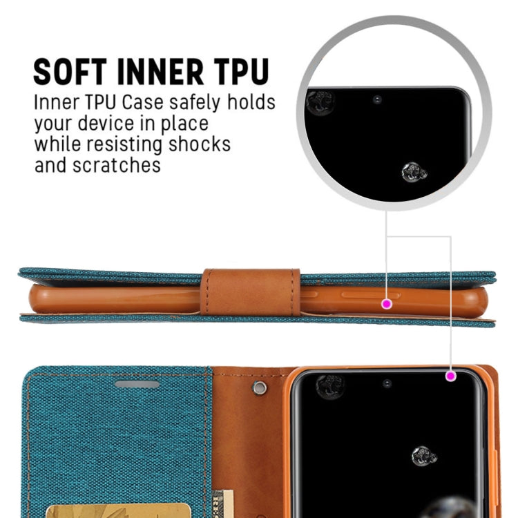 GOOSPERY CANVAS DIARY For Galaxy S20 Ultra Canvas Texture Horizontal Flip PU Leather Case, with Holder & Card Slots & Wallet