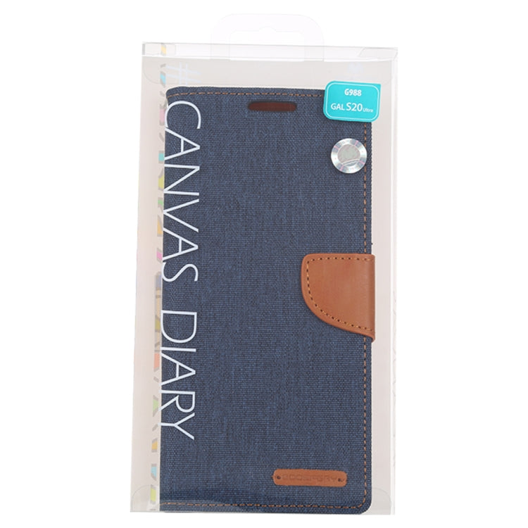 GOOSPERY CANVAS DIARY For Galaxy S20 Ultra Canvas Texture Horizontal Flip PU Leather Case, with Holder & Card Slots & Wallet