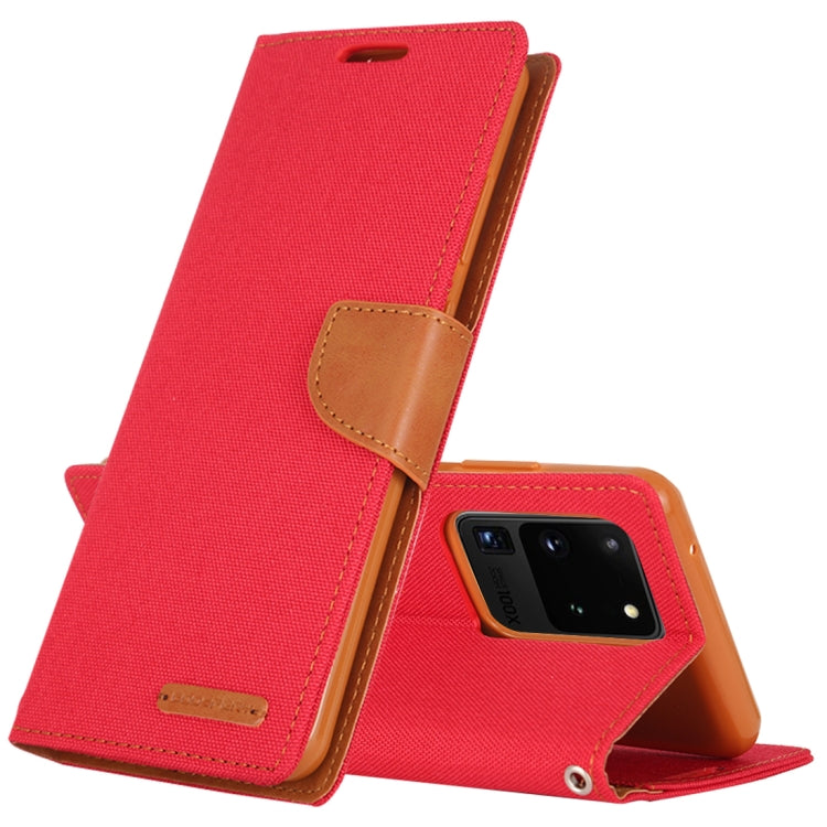 GOOSPERY CANVAS DIARY For Galaxy S20 Ultra Canvas Texture Horizontal Flip PU Leather Case, with Holder & Card Slots & Wallet