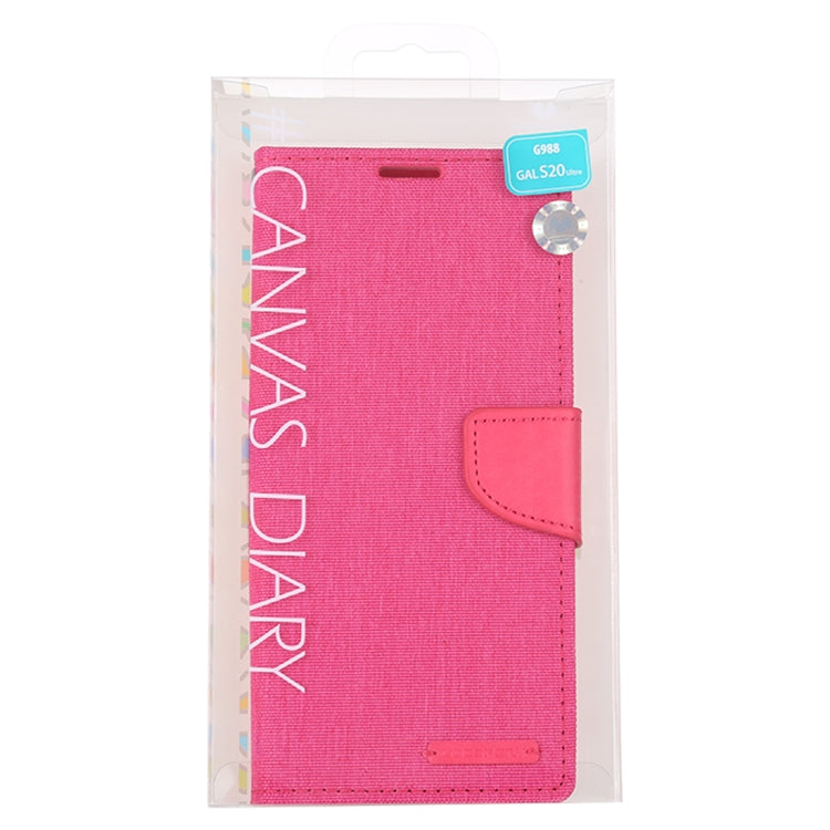 GOOSPERY CANVAS DIARY For Galaxy S20 Ultra Canvas Texture Horizontal Flip PU Leather Case, with Holder & Card Slots & Wallet