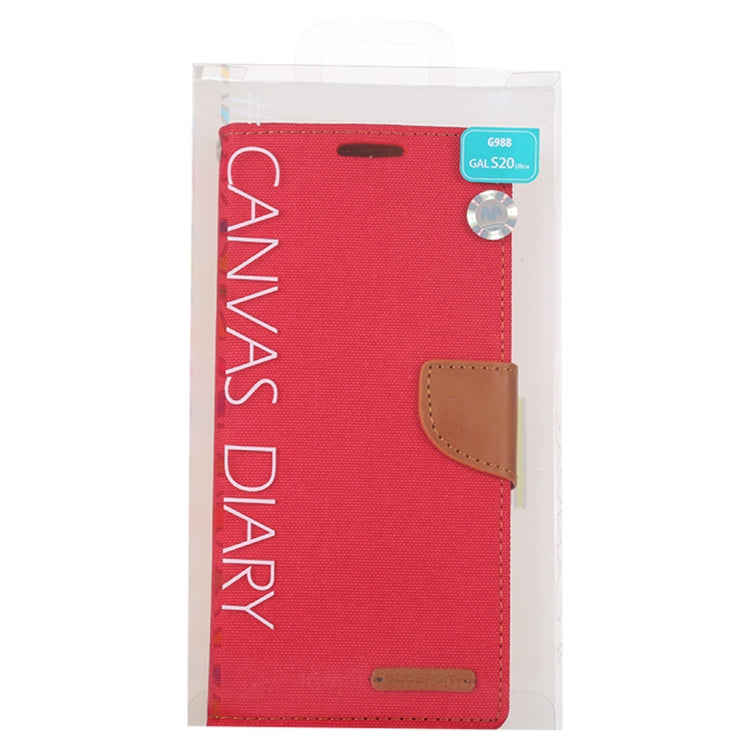 GOOSPERY CANVAS DIARY For Galaxy S20 Ultra Canvas Texture Horizontal Flip PU Leather Case, with Holder & Card Slots & Wallet