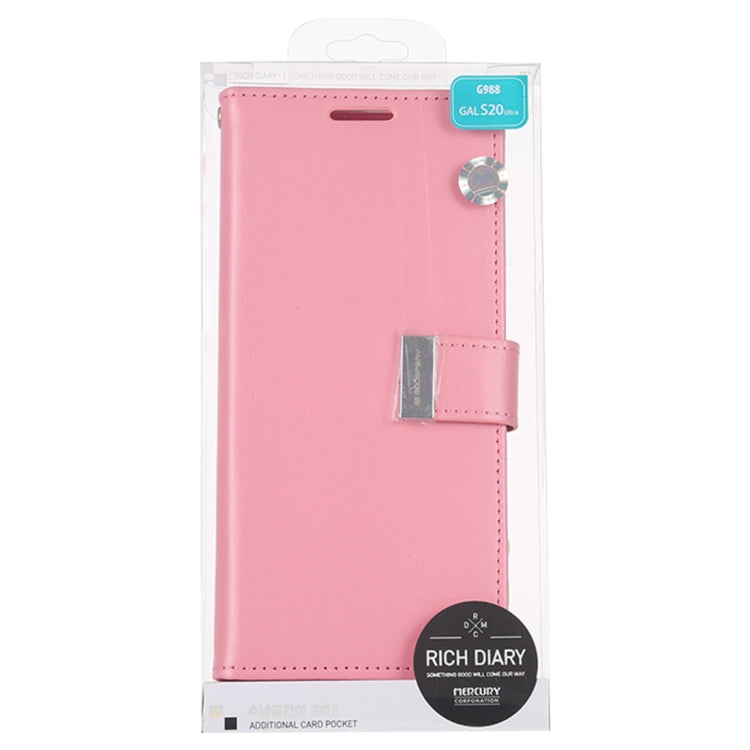 GOOSPERY RICH DIARY For Galaxy S20 Ultra PU + TPU Crazy Horse Texture Horizontal Flip Leather Case, with Card Slots & Wallet & Photo frame