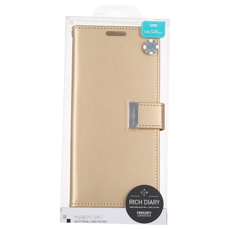 GOOSPERY RICH DIARY For Galaxy S20 Ultra PU + TPU Crazy Horse Texture Horizontal Flip Leather Case, with Card Slots & Wallet & Photo frame