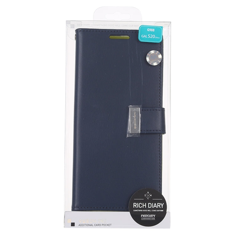 GOOSPERY RICH DIARY For Galaxy S20 Ultra PU + TPU Crazy Horse Texture Horizontal Flip Leather Case, with Card Slots & Wallet & Photo frame