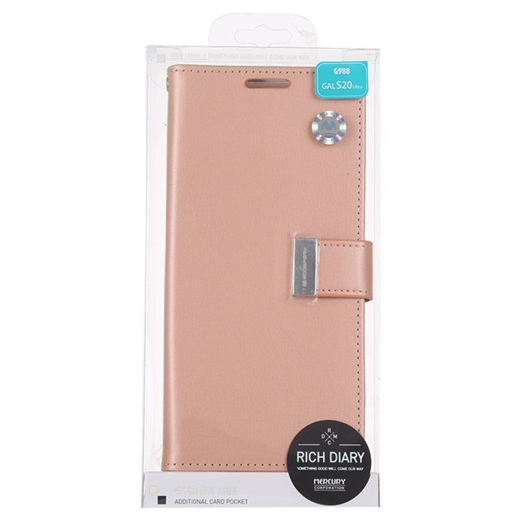 GOOSPERY RICH DIARY For Galaxy S20 Ultra PU + TPU Crazy Horse Texture Horizontal Flip Leather Case, with Card Slots & Wallet & Photo frame