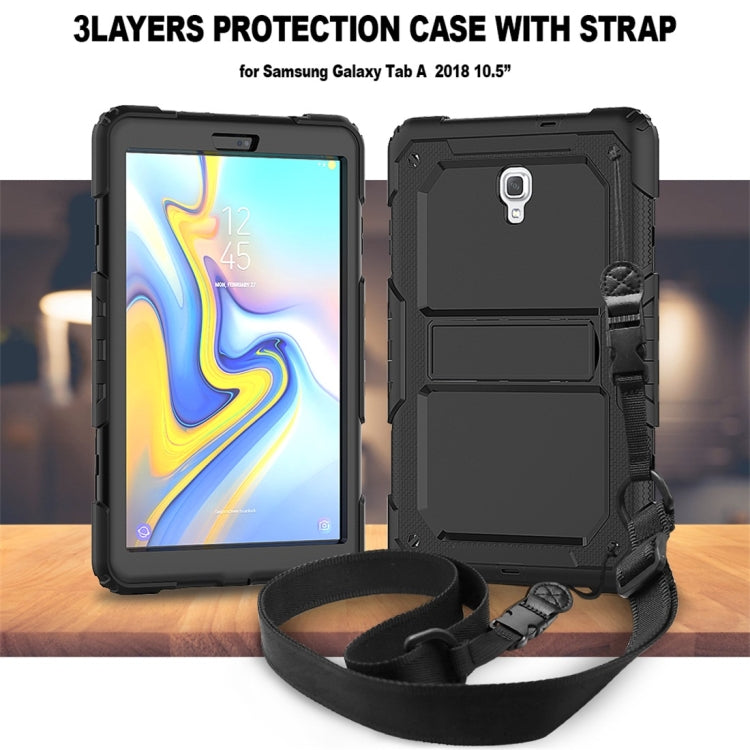 Shockproof PC + Silica Gel Protective Case for Galaxy Tab A 10.5 T590, with Holder & Shoulder Strap