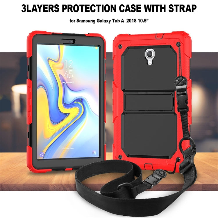 Shockproof PC + Silica Gel Protective Case for Galaxy Tab A 10.5 T590, with Holder & Shoulder Strap