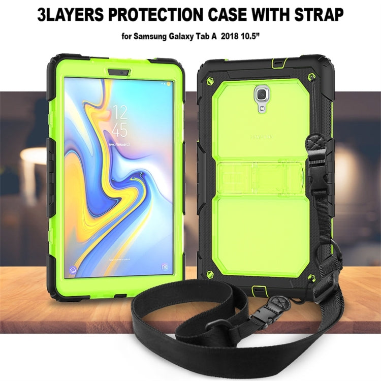 Shockproof Transparent PC + Silica Gel Protective Case for Galaxy Tab A 10.5 T590, with Holder & Shoulder Strap