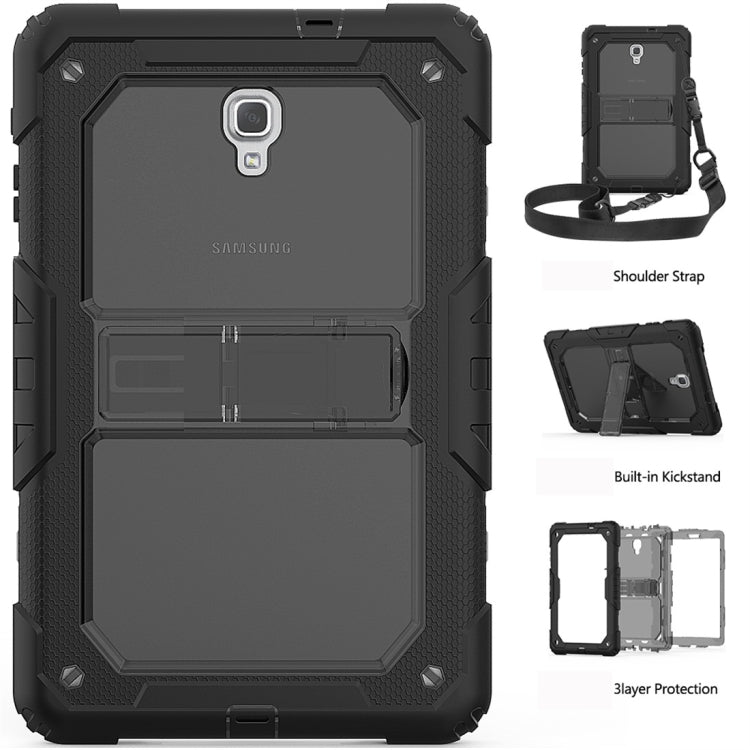 Shockproof Transparent PC + Silica Gel Protective Case for Galaxy Tab A 10.5 T590, with Holder & Shoulder Strap